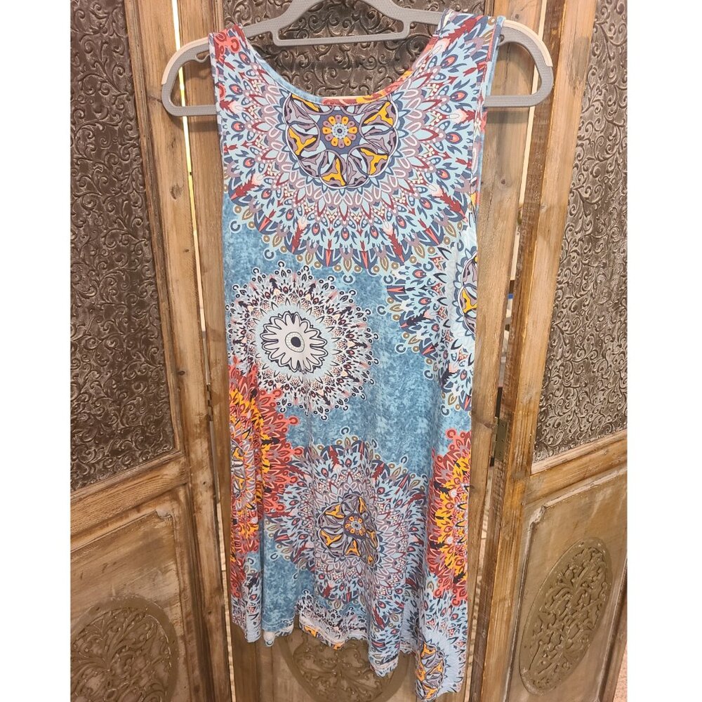 Bishuige Sleeveless Boho Mandala Print Dress – Size L - Picture 3 of 6
